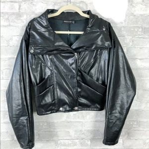 pretty little thing faux leather bomber jacket